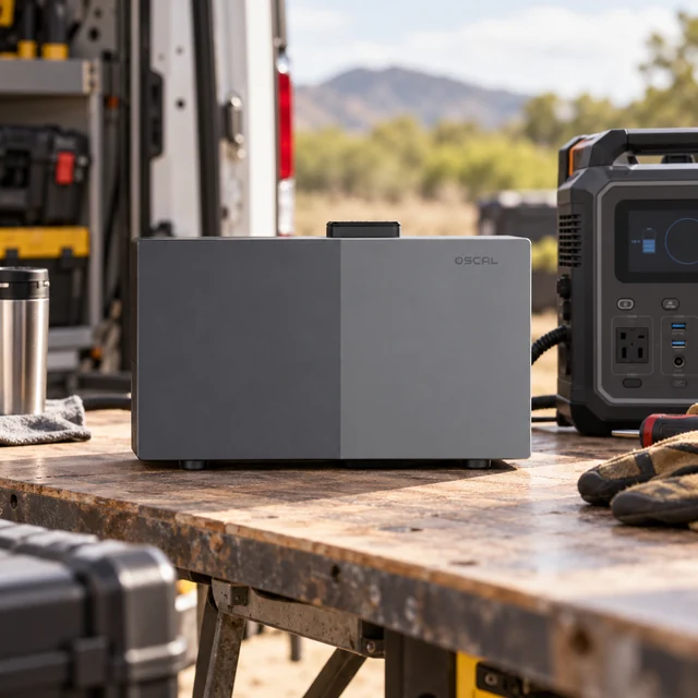 Battery Packs in a representative supported compatible battery pack on a field service workbench beside a correctly matched device setting