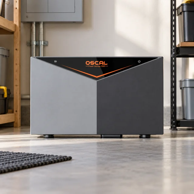 Home Energy Systems in a representative home energy storage unit correctly supported on a level utility room floor setting