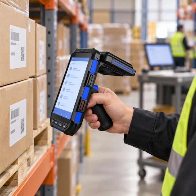 UHF RFID Readers in a representative UHF RFID reader and its actual antenna arrangement at a warehouse inventory control workstation setting