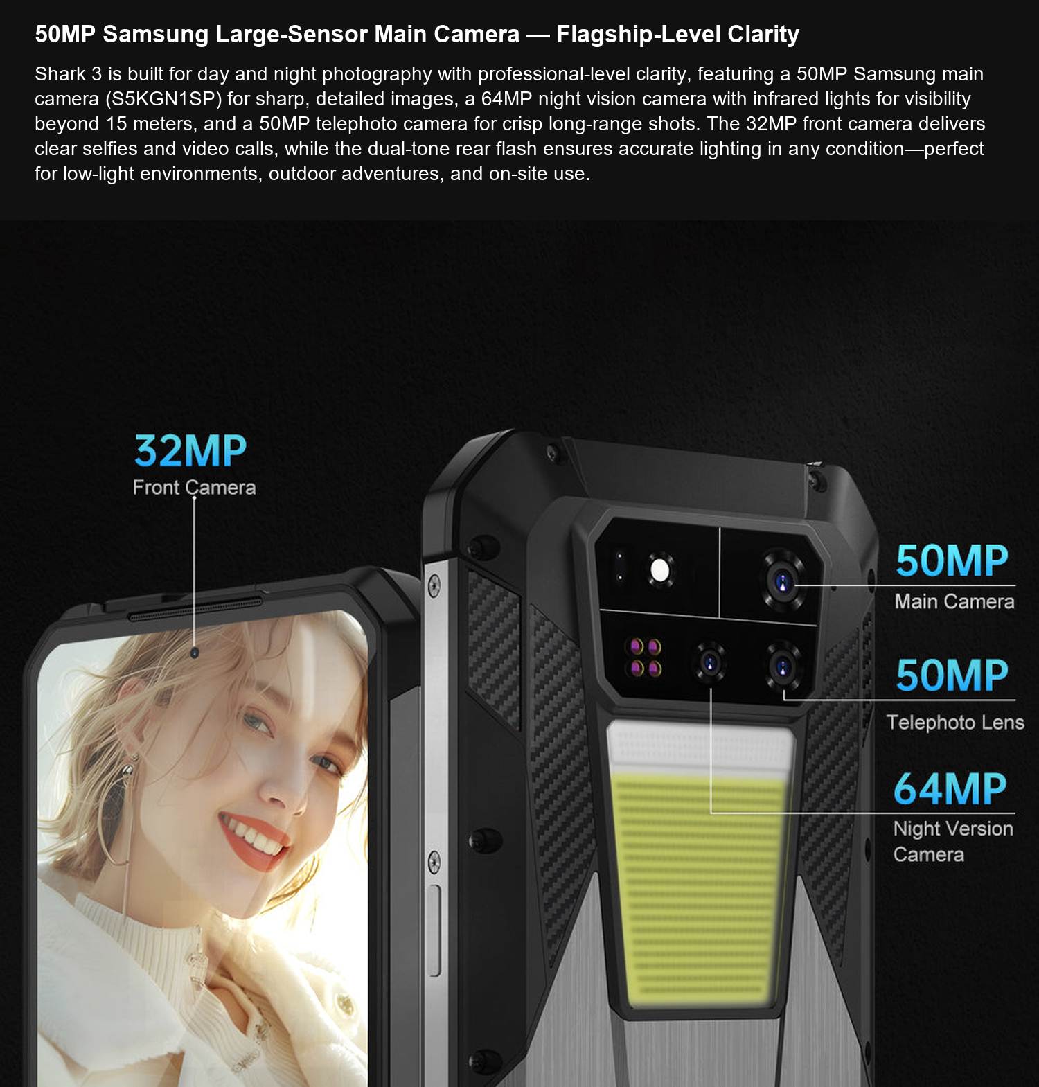 8849 SHARK 3 50MP Samsung Large-Sensor Main Camera — Flagship-Level Clarity