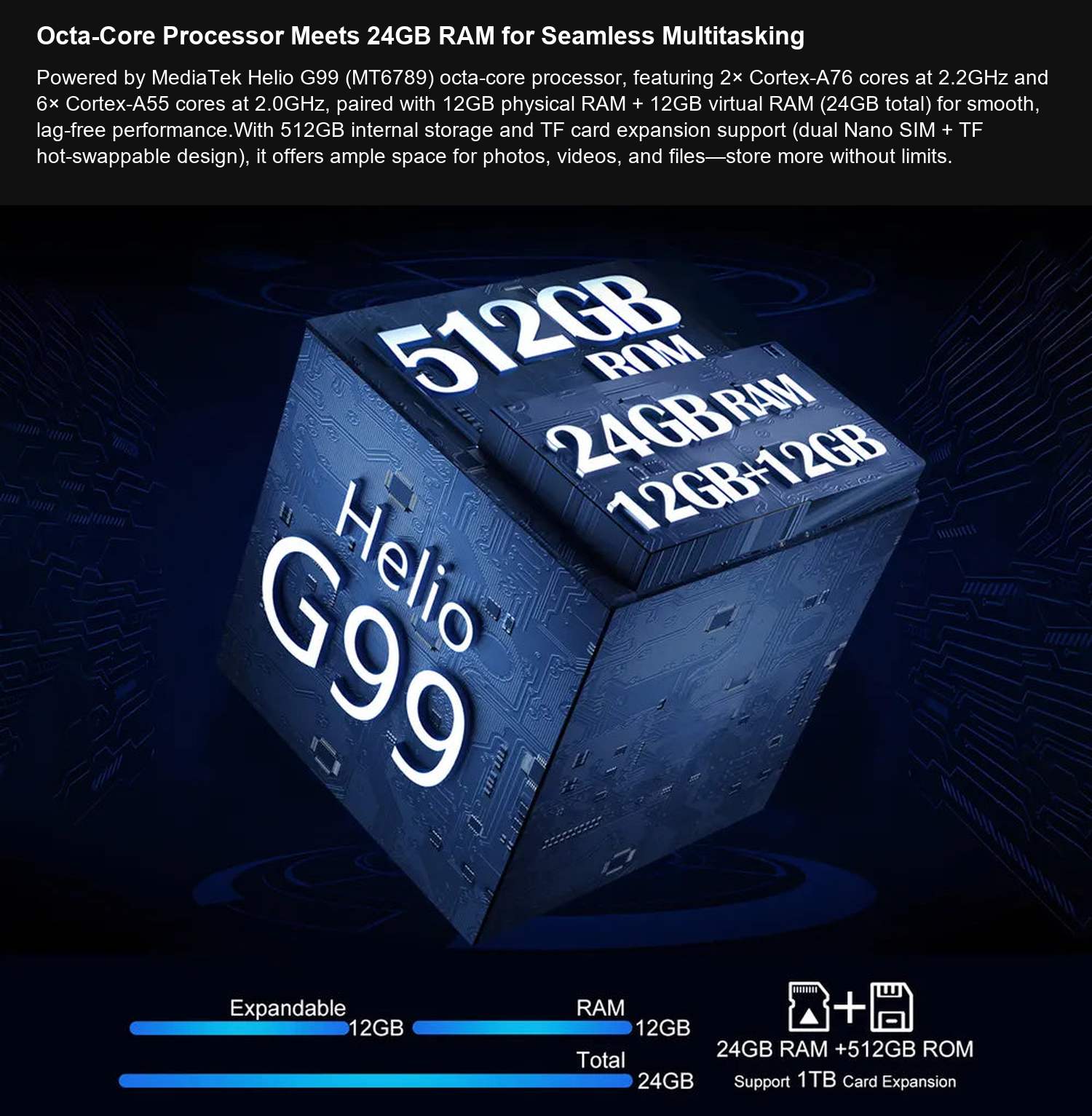 8849 TANK 2 Pro Octa-Core Processor Meets 24GB RAM for Seamless Multitasking