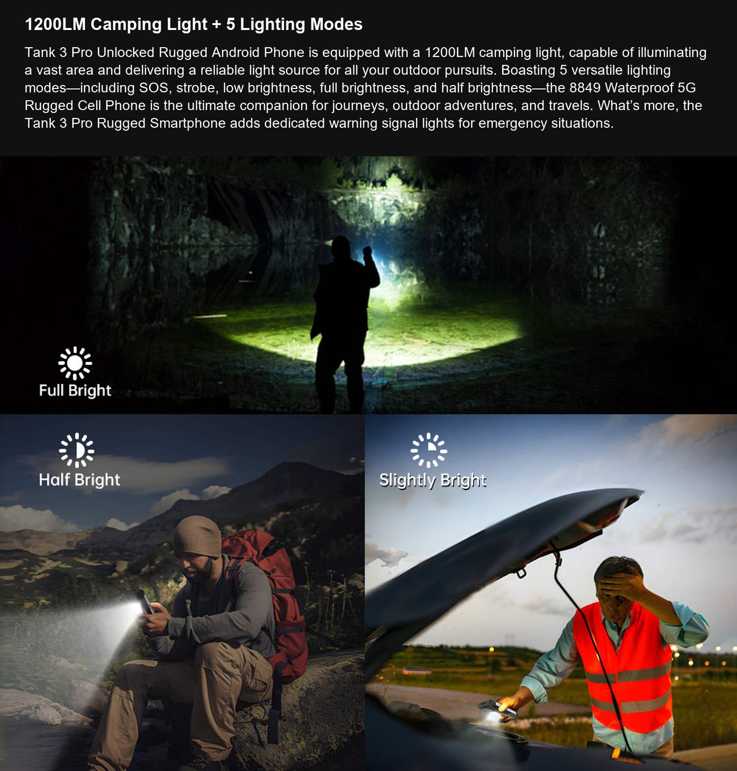 8849 TANK 3 Pro 1200LM Camping Light + 5 Lighting Modes