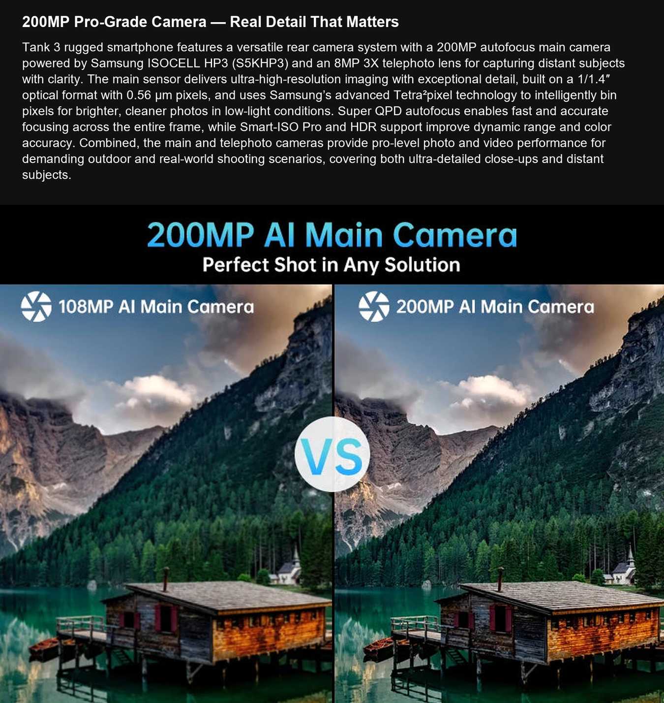 8849 TANK 3 200MP Pro-Grade Camera — Real Detail That Matters