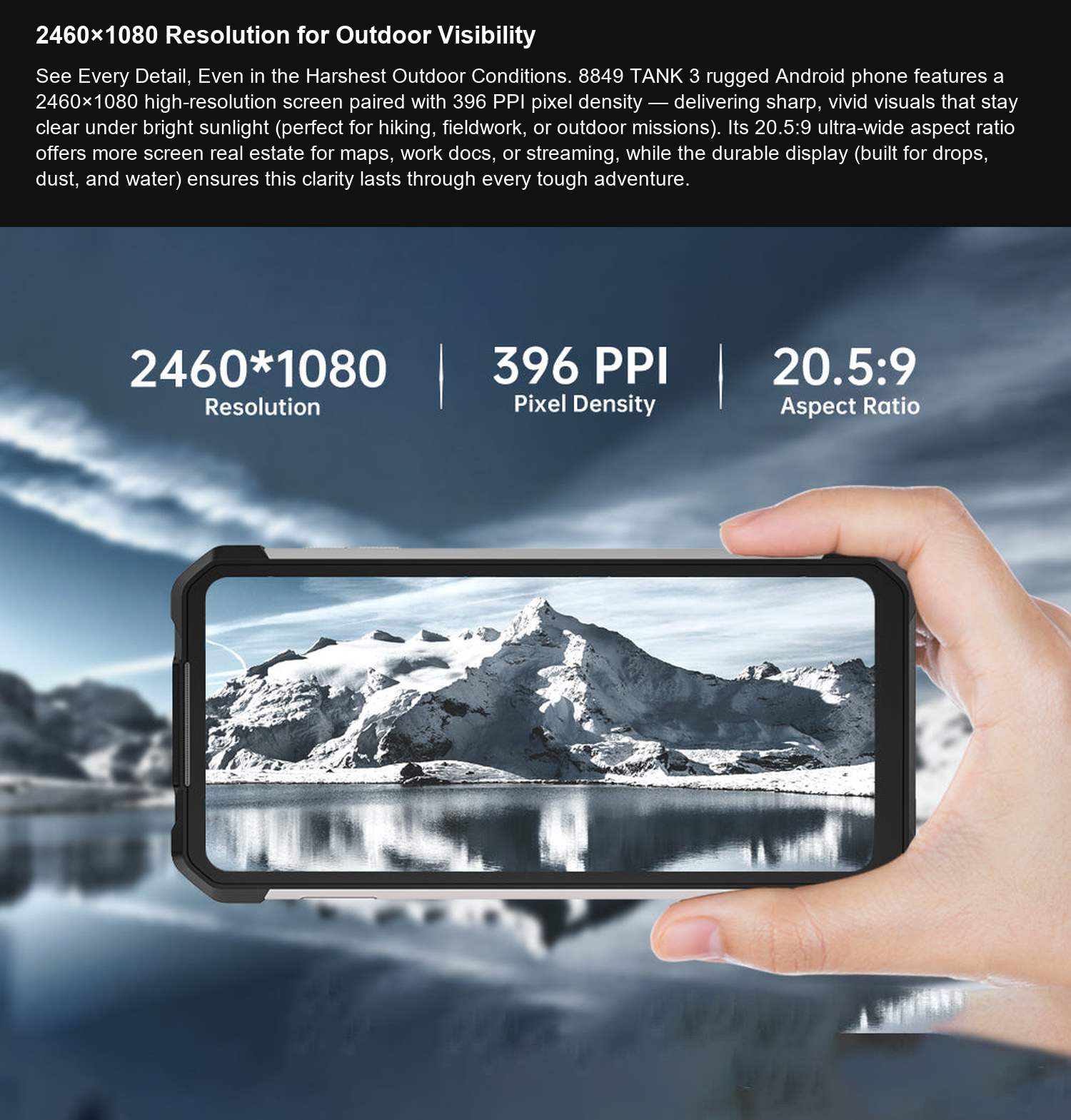 8849 TANK 3 2460×1080 Resolution for Outdoor Visibility