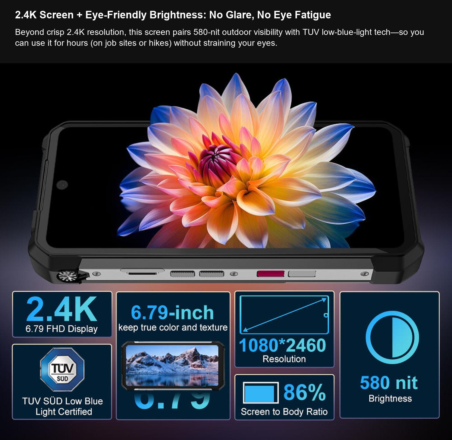 TANK 3S 2.4K Screen + Eye-Friendly Brightness: No Glare, No Eye Fatigue