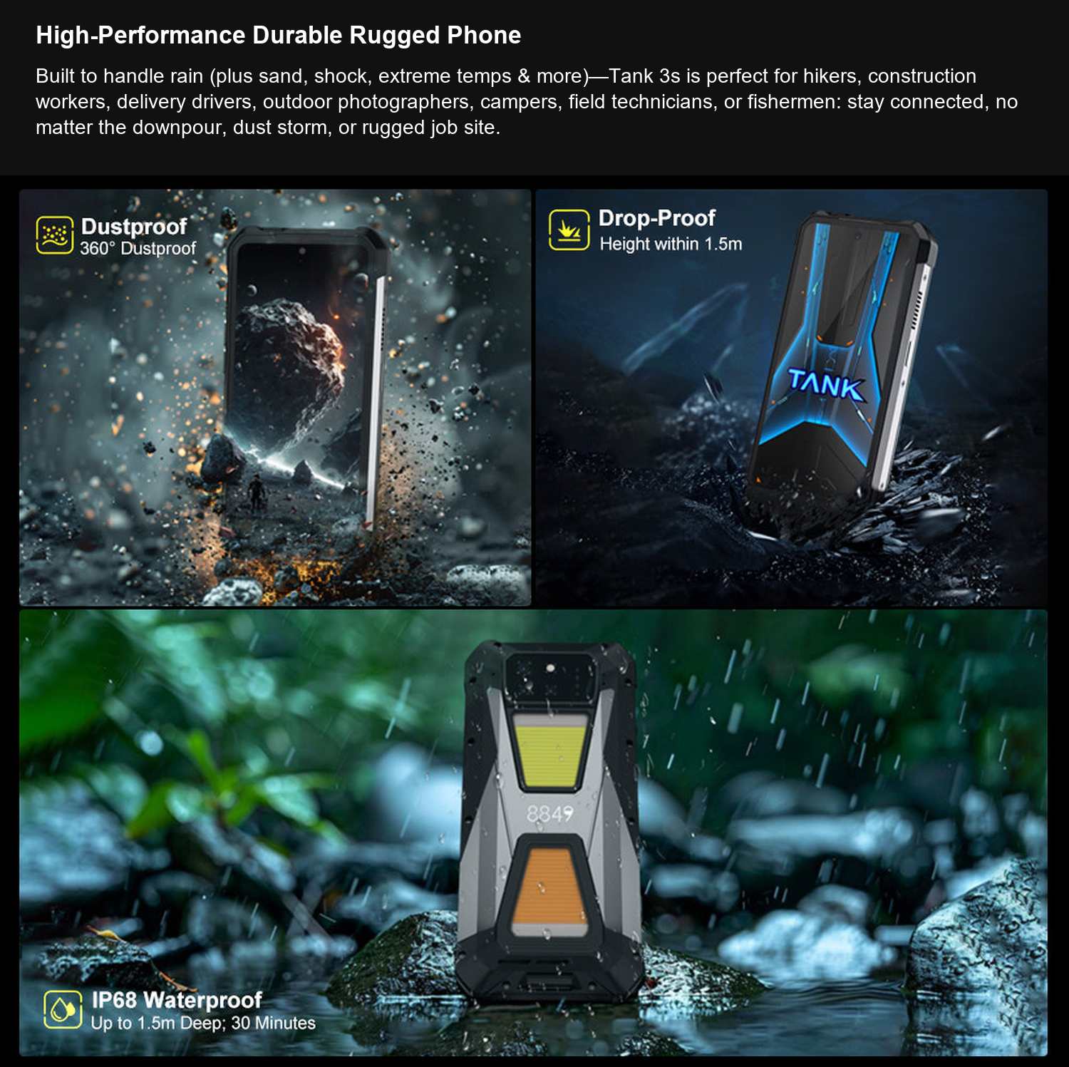 8849 TANK 3S High-Performance Durable Rugged Phone