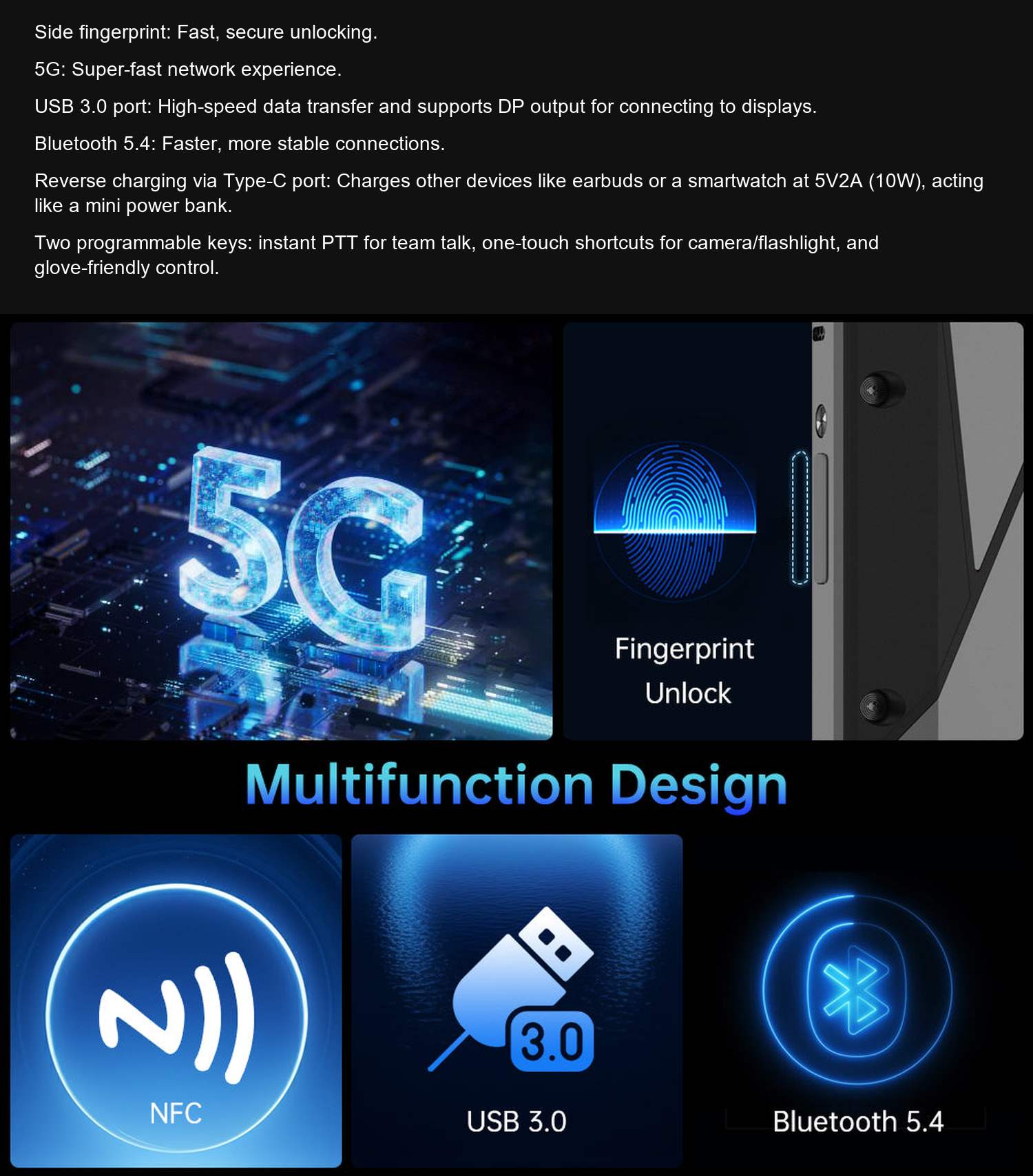 TANK 4 Pro Side fingerprint: Fast, secure unlocking.