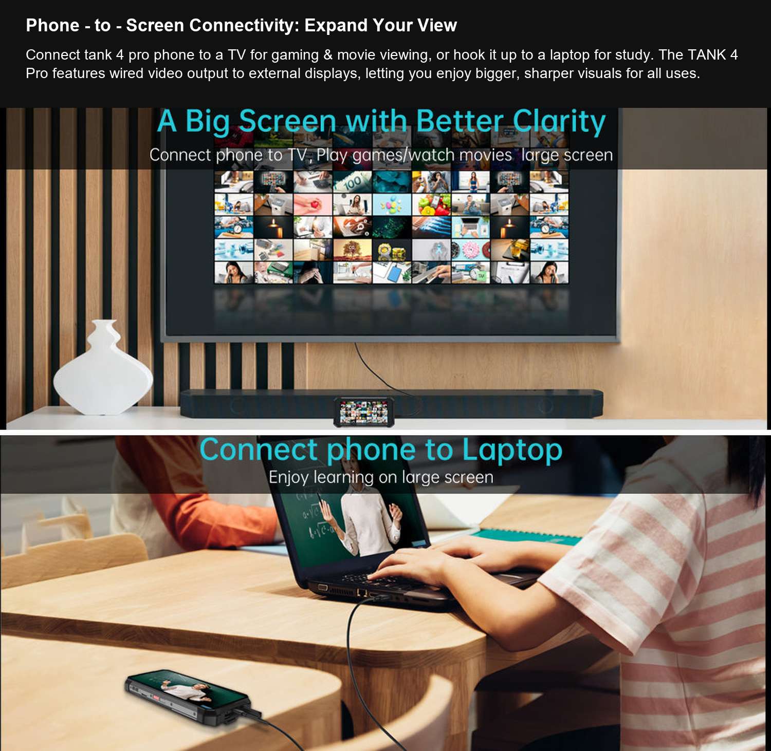 8849 TANK 4 Pro Phone - to - Screen Connectivity: Expand Your View