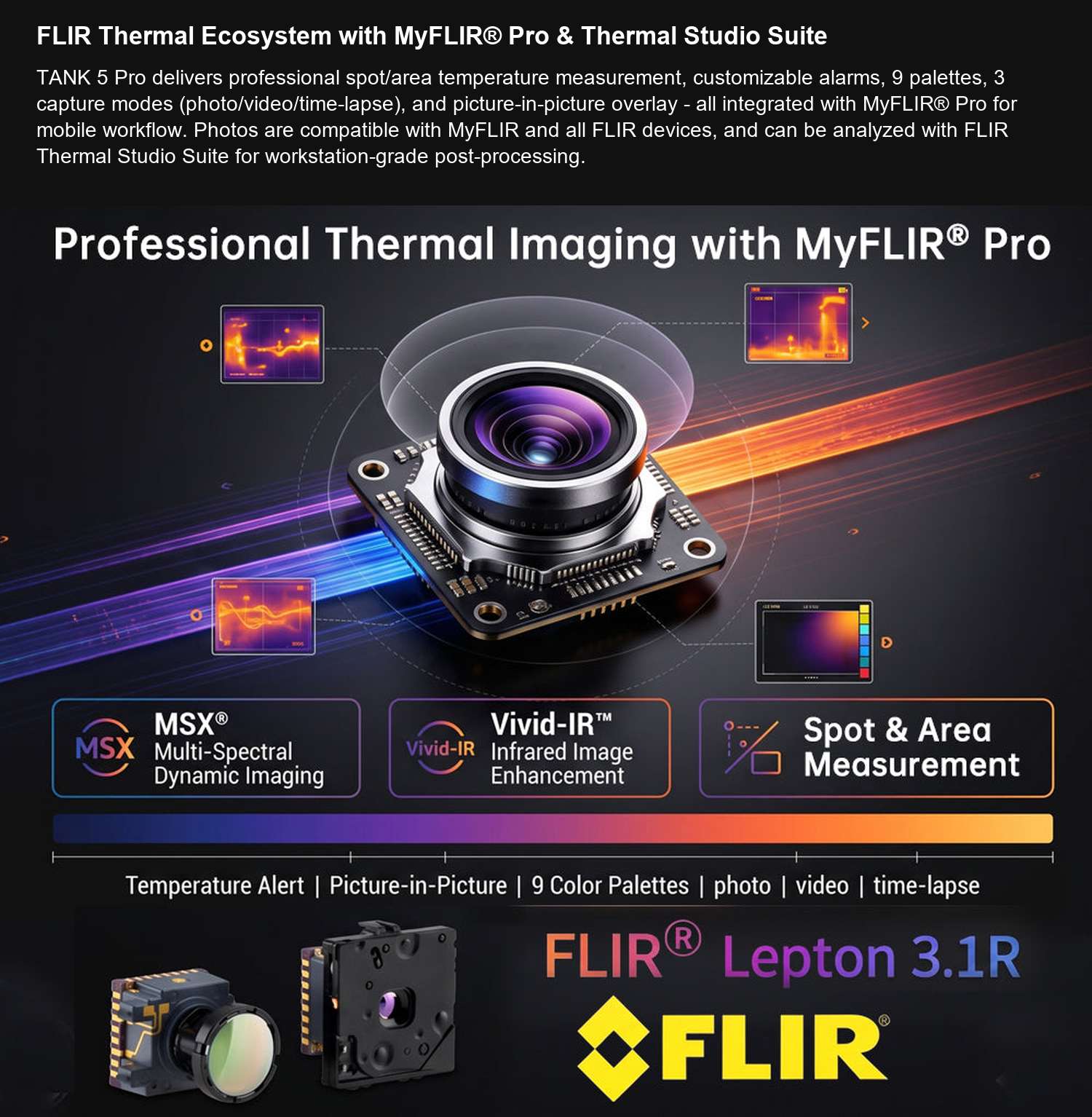 TANK 5 Pro FLIR Thermal Ecosystem with MyFLIR® Pro & Thermal Studio Suite