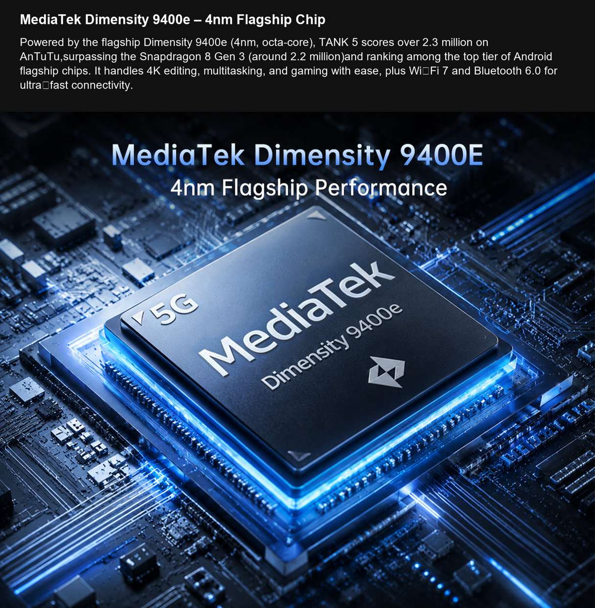 TANK 5 MediaTek Dimensity 9400e – 4nm Flagship Chip