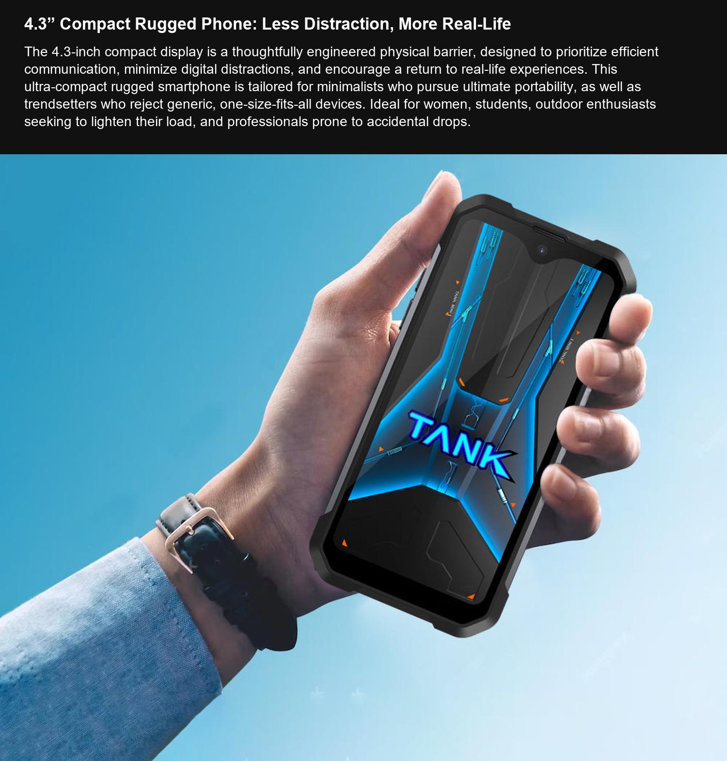 TANK Mini 4.3” Compact Rugged Phone: Less Distraction, More Real-Life