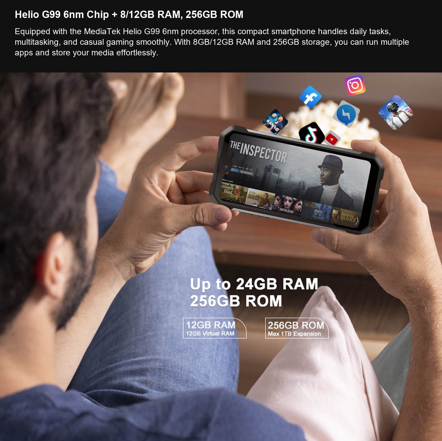 TANK Mini Helio G99 6nm Chip + 8/12GB RAM, 256GB ROM