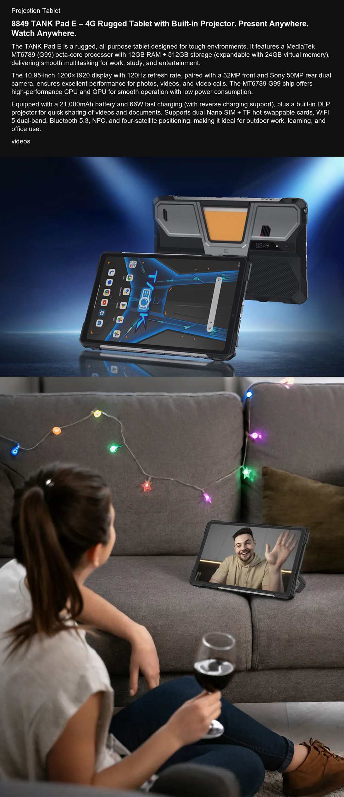 8849 TANK Pad E Projection Tablet