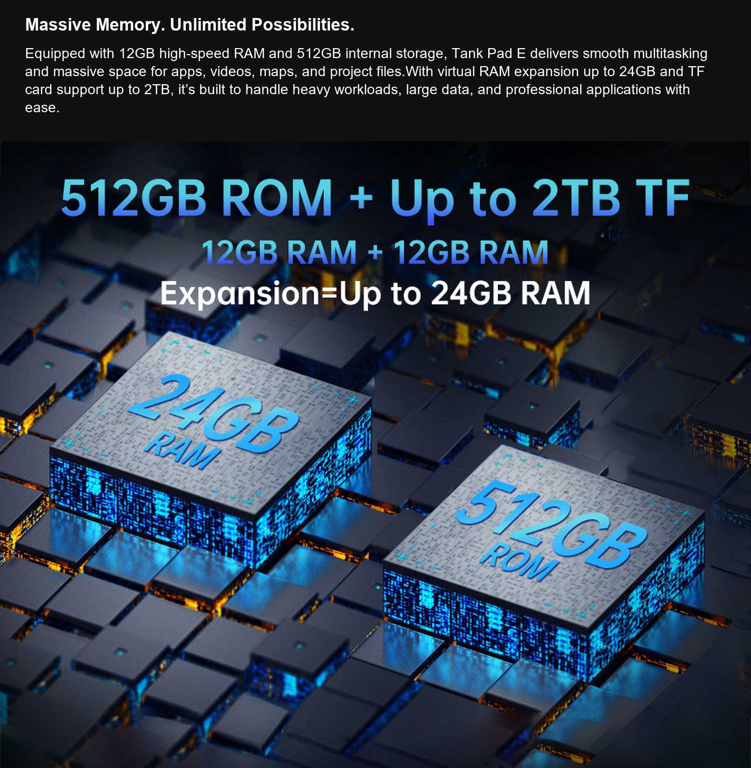 TANK Pad E Massive Memory. Unlimited Possibilities.
