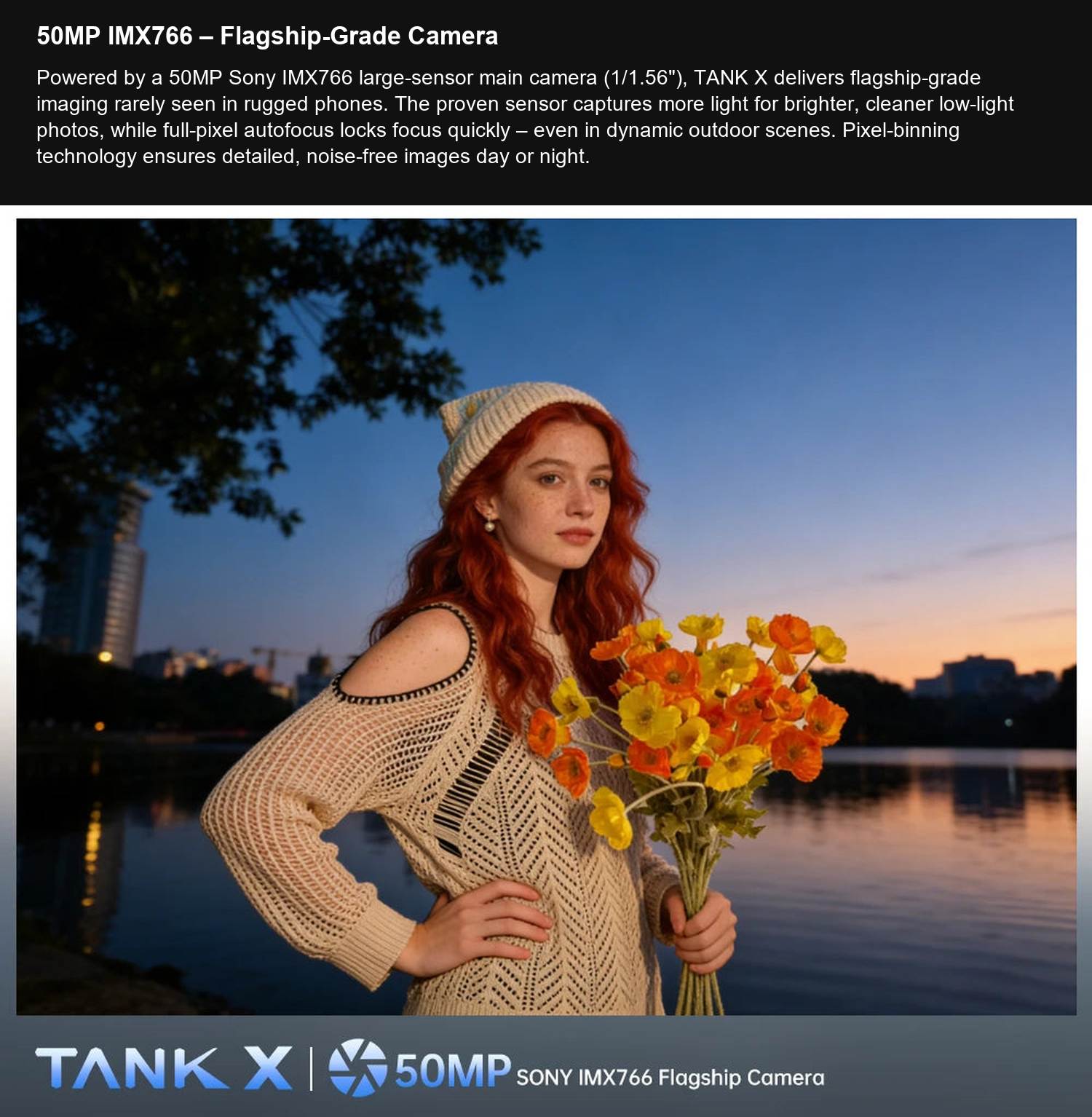 TANK X 50MP IMX766 – Flagship-Grade Camera