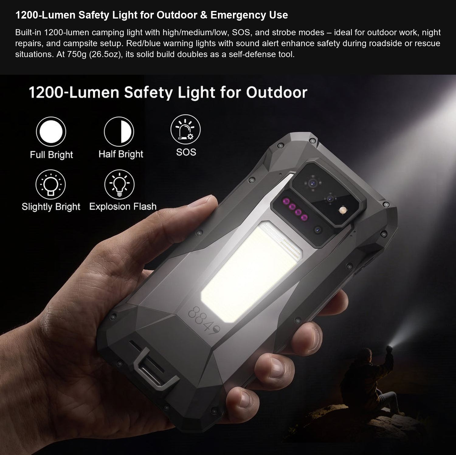 TANK X 1200-Lumen Safety Light for Outdoor & Emergency Use