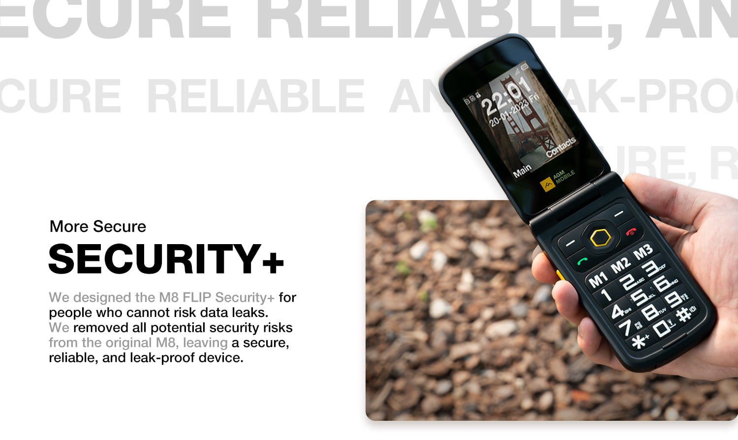 AGM M8 Flip Security+ official product features 3