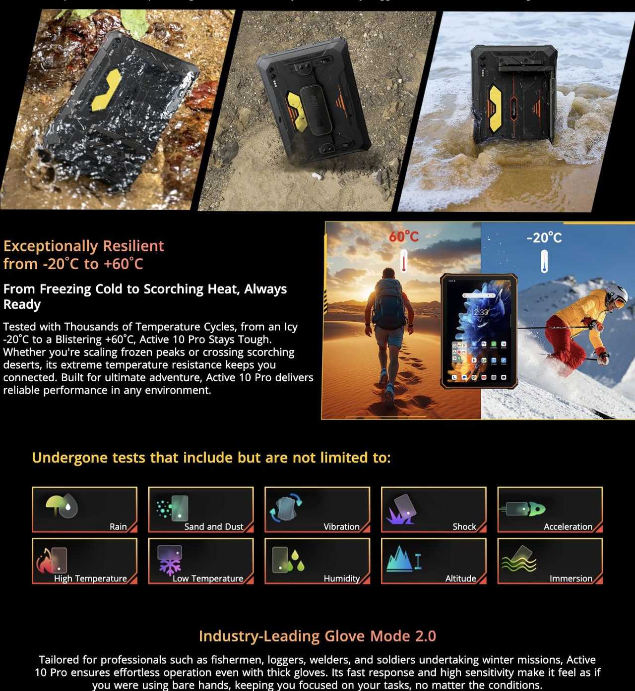 Born for Extreme Challenges
Built to Last, Ready for the Wild
With upgraded materials and an improved design, Active 10 Pro is more prepared than ever to endure the toughest outd