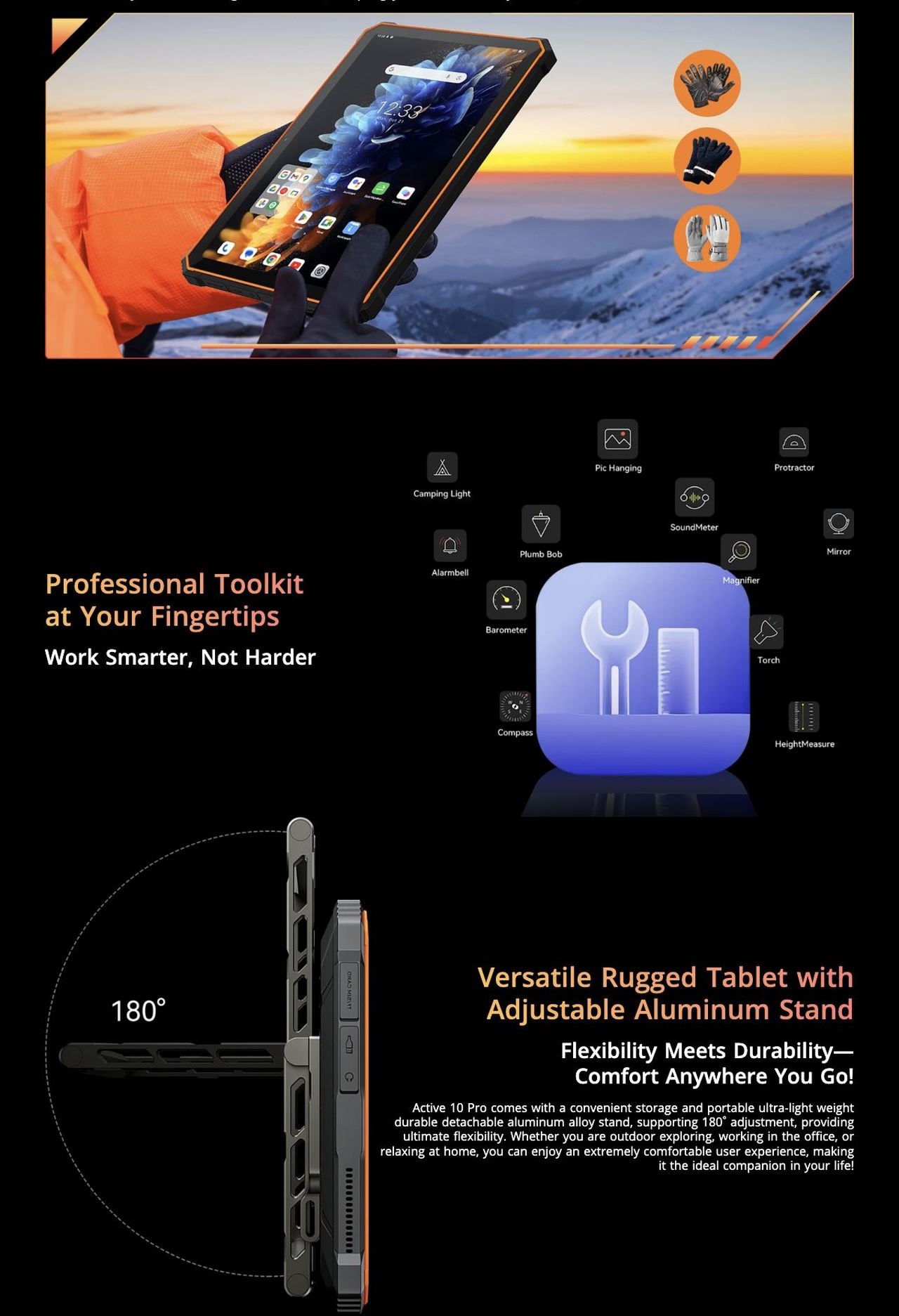 Blackview Active 10 Pro Industry-Leading Glove Mode 2.0
Tailored for professionals such as fishermen, loggers, welders, and soldiers undertaking winter missions, Active 10 Pro ensures effortless operatio