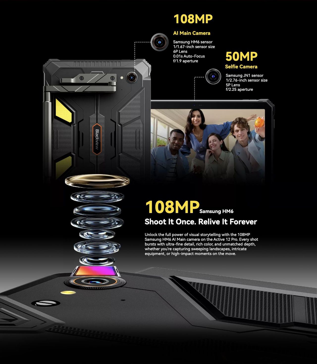 Blackview Active 12 Pro Store More. Game Harder.
Extinct Lag. Shatter Limits.
Power Through. No Slowdowns
Up to 48GB LPDDR5 RAM
1:2 RAM Expansion(16GB Physical + 32GB Virtual)
45%
Faster Response &
Smoo