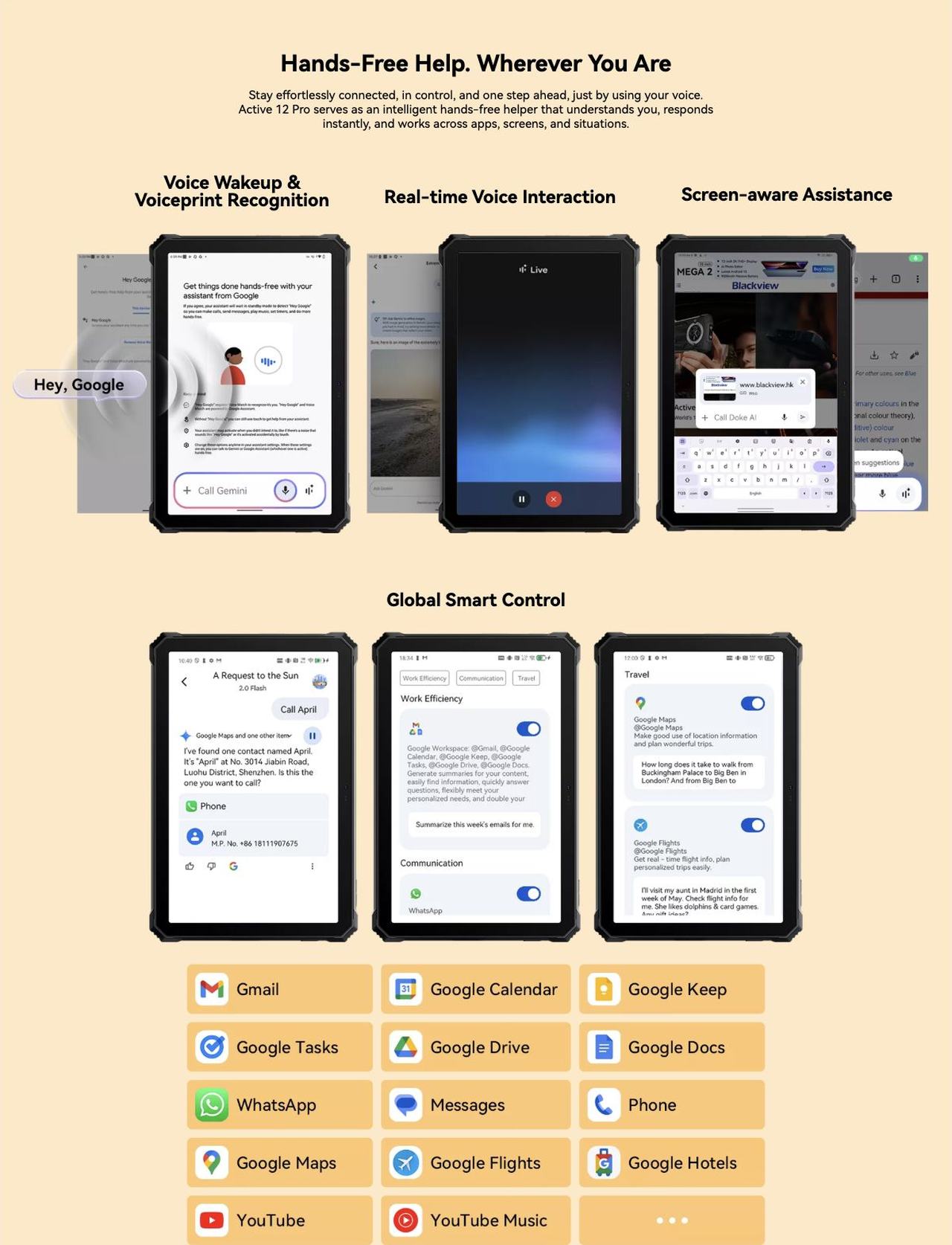 Blackview Active 12 Pro Pioneering AI. Smartest Than Ever.
Doke AI That Goes With You
Fueled By DeepSeek-R1 x Gemini AI x GPT-4o mini
Hands-Free Help. Wherever You Are
Stay effortlessly connected, in cont