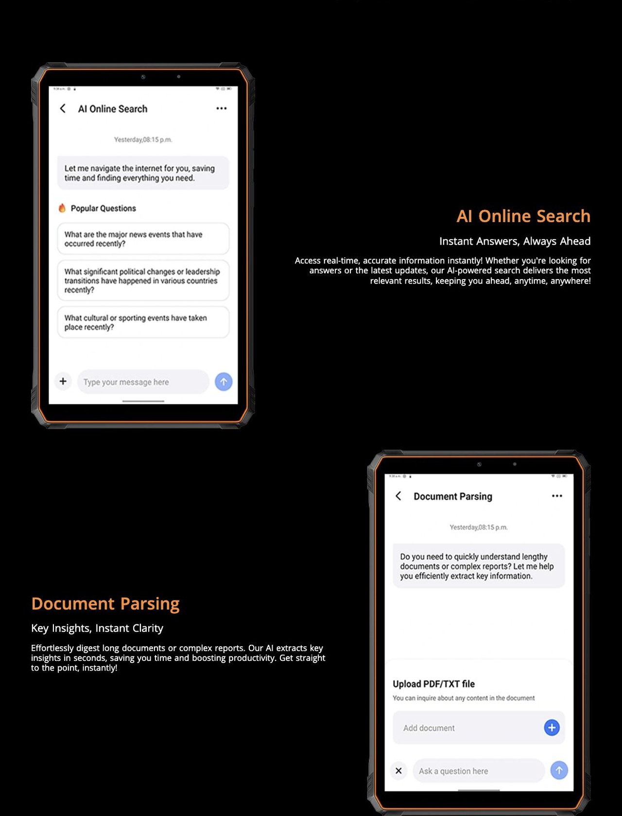 Blackview Active 5 Doke AI — Imagine More, Create Smarter
Hi Doki APP
Instant Insights, Effortless Creation
Enjoy rapid, insightful AI-powered search, seamless document analysis, and intelligent w