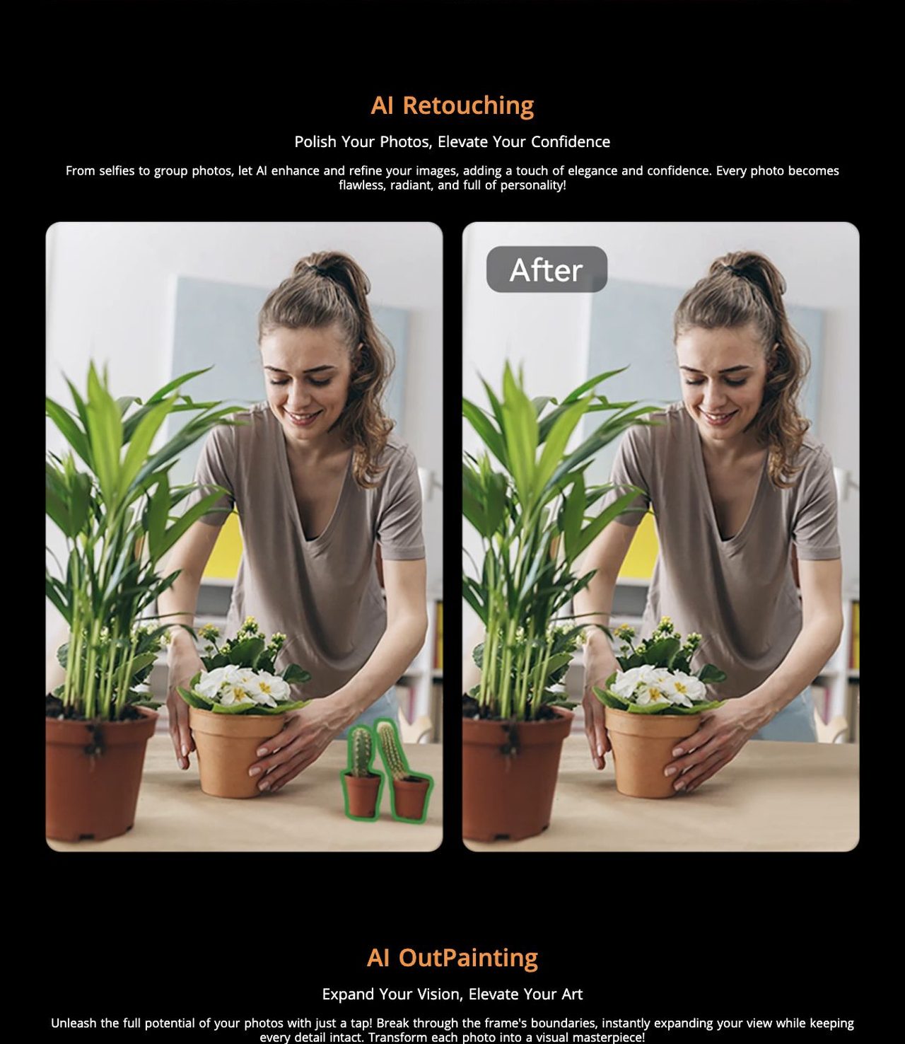 Edit picture
Transform Photos, Unleash Creativity
Reinvent your photos with AI-powered editing tools! From cropping and filters to stickers, text, and more, transform every image