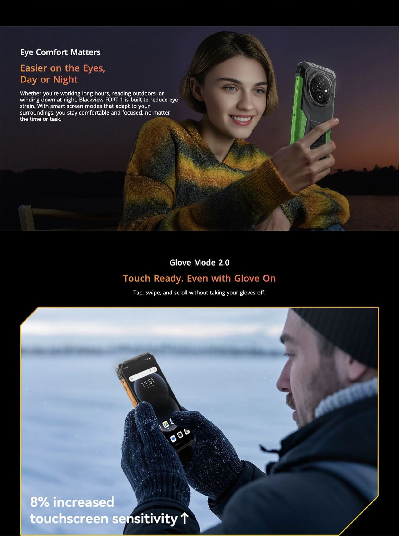 Smart AI-adaptive 90Hz
Refresh Rate
Every Swipe. Every
Frame. Only
Smoothness
Whether you're scrolling through messages, checking maps, or reviewing job updates, the FORT 1's Sma