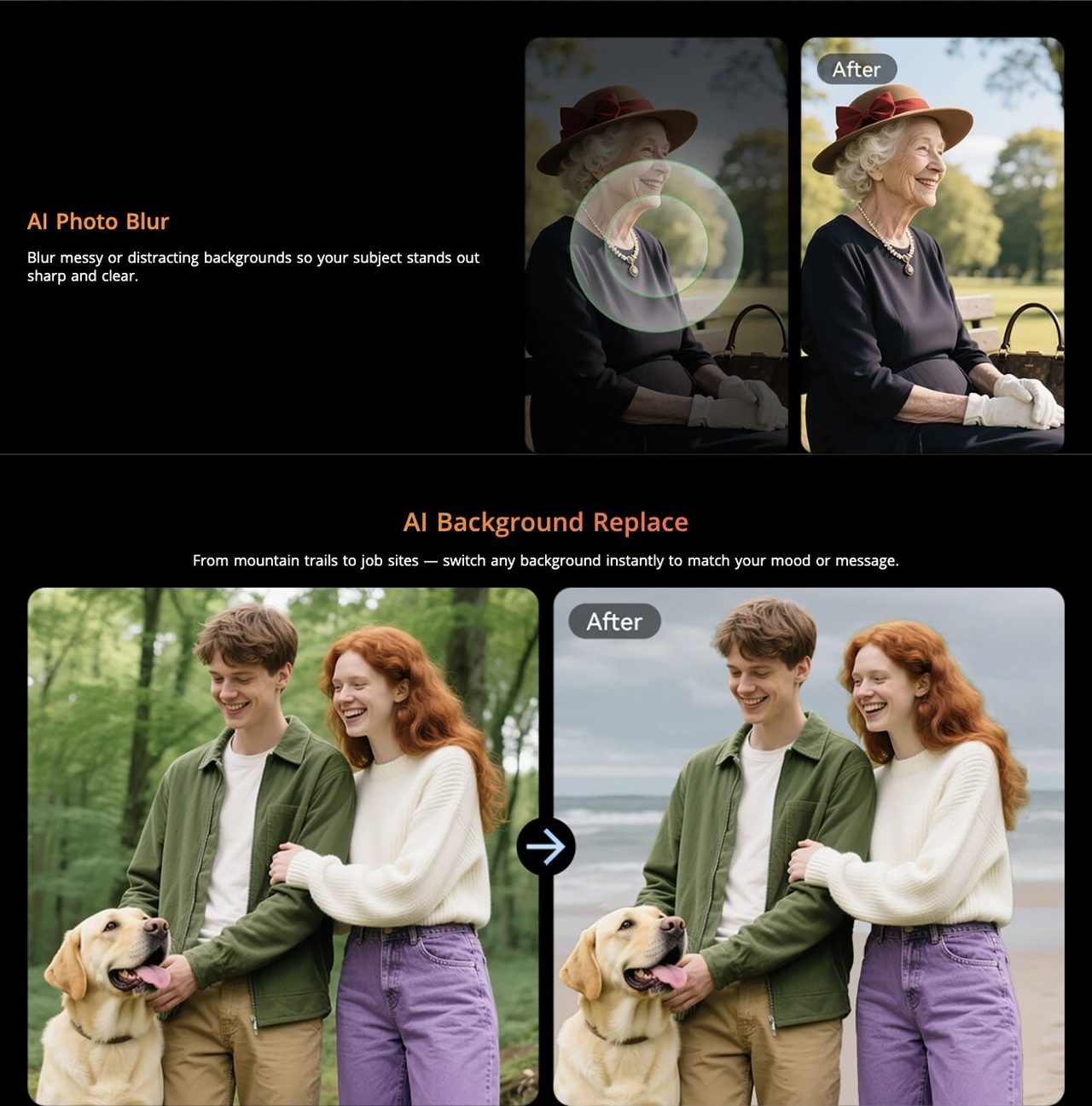 AI OutPainting
Expand the edges of your image to show more landscape, more context — more story.