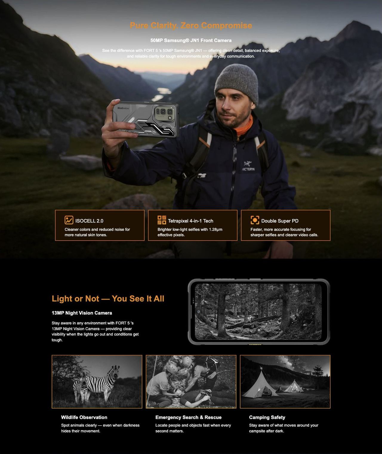 Blackview FORT 5 FORT 5
The Lightest 108MP Rugged
Imaging Flagship
Slimmer to Carry. Sharper to Capture. Stronger to Go Beyond.
The Slimmest in Its Clas
Modern Armor Aesthetics
10.7mm
Nearly 1/3 Th