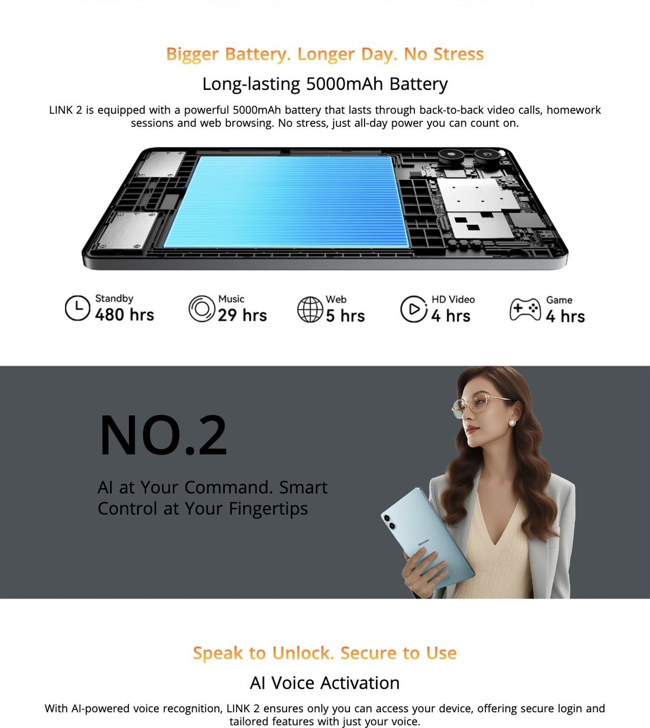 Blackview LINK 2 Comfort on Eyes. Day to Night
3 Eye Protection Modes
Blackview LINK 2 cares for your eyes all day long with Reading, Night Light, and Dark Modes that reduce strain and minimize f