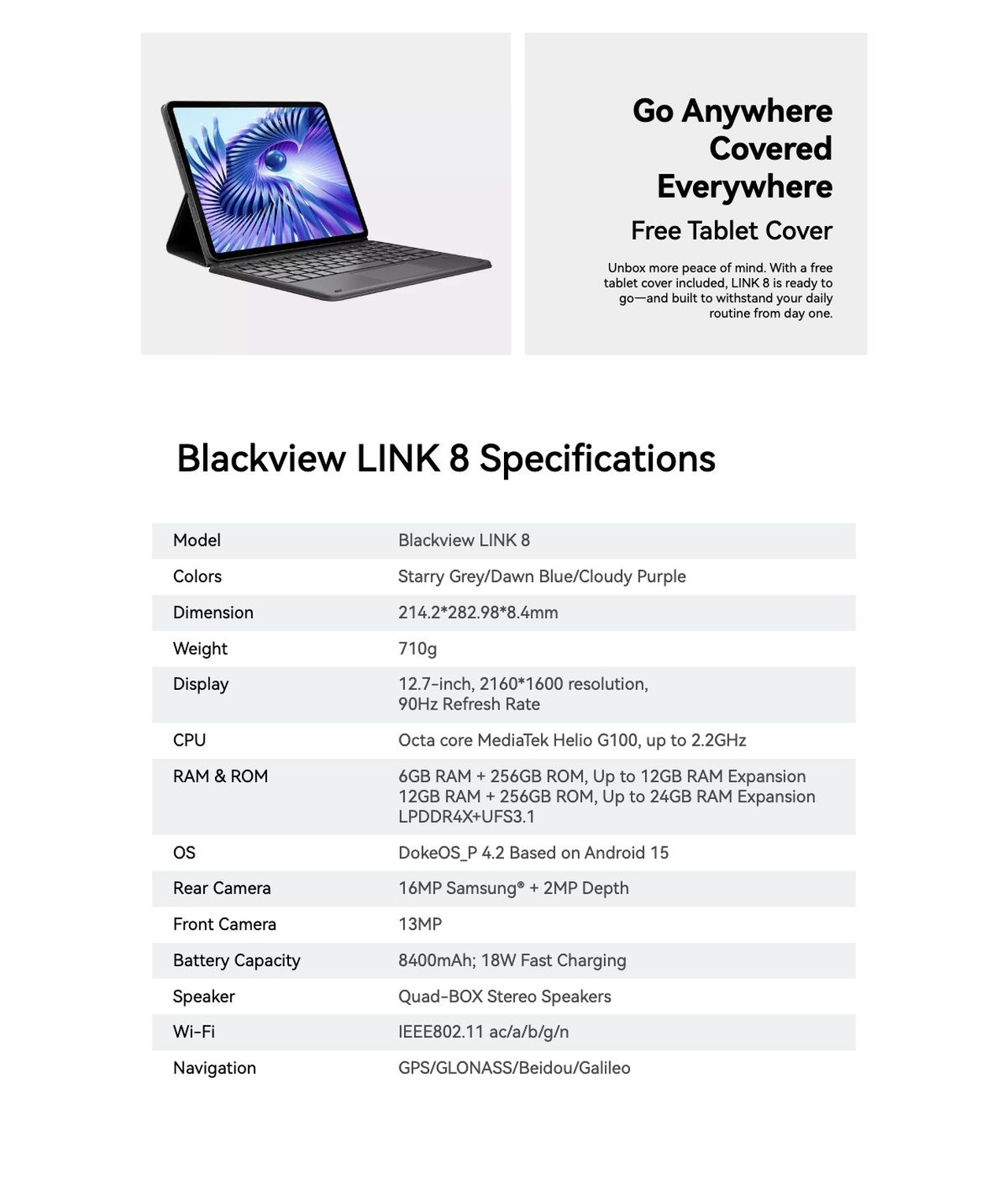 LINK 8
Think Deeper. Work Smarter. Create Bolder
Power That Slips Right Into Your Day
With an ultra-slim 8.4mm profile and featherlight 710g body, Blackview LINK 8 slips effortless