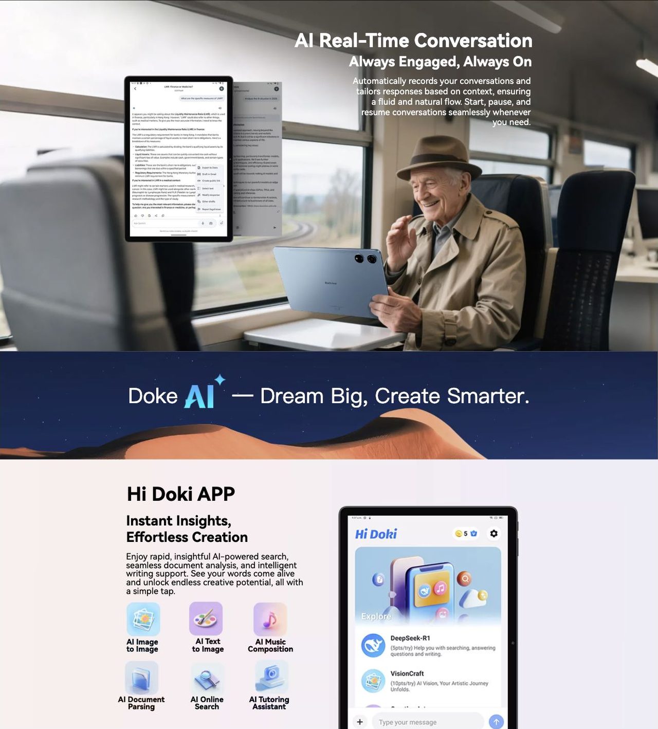 Blackview MEGA 3 Smarter, Stronger, All-New Doke AI Unleashes Next-Level Creativity
DeepSeek-R1 & ChatGPT & Gemini AI 2.0 Flash | 4 Self-developed Doke AI Apps
Driven by the World's Top AI Models,
