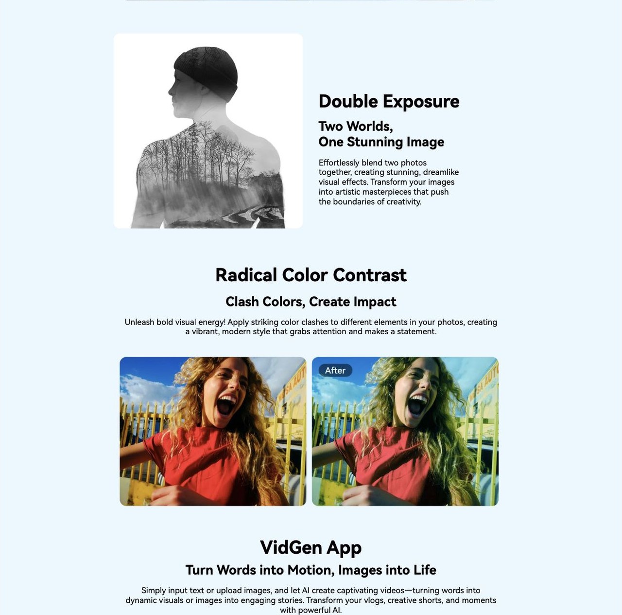 ImageX App
Edit, Elevate, and Go Viral
Take your photos from ordinary to extraordinary! With up to 18 powerful AI editing tools, turn every image into a showstopper, instantly enha