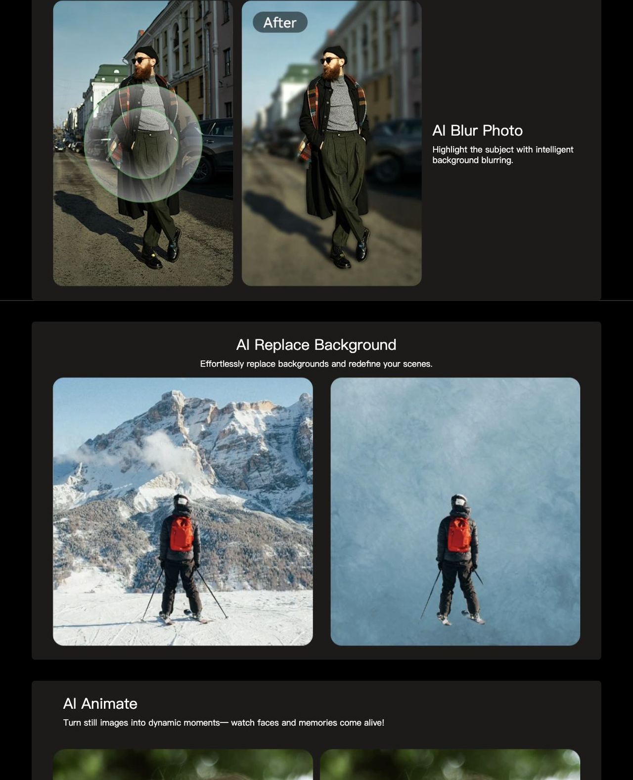 AI Blur Photo
Highlight the subject with intelligent background blurring.