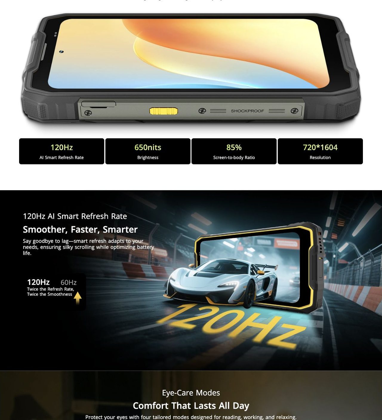 6.67" HD+ IPS Display



Broader View, Sharper Details



Equipped with a 6.67" HD+ IPS screen, ROCK 2 Pro delivers immersive visuals with 120Hz smart refresh and 650nits brightness — 