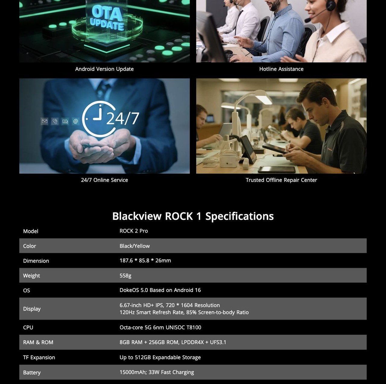 Blackview ROCK 2 Pro Beyond the Purchase, We’ve Got You Covered.



Android Version Update



Hotline Assistance



24/7 Online Service



Trusted Offline Repair Center