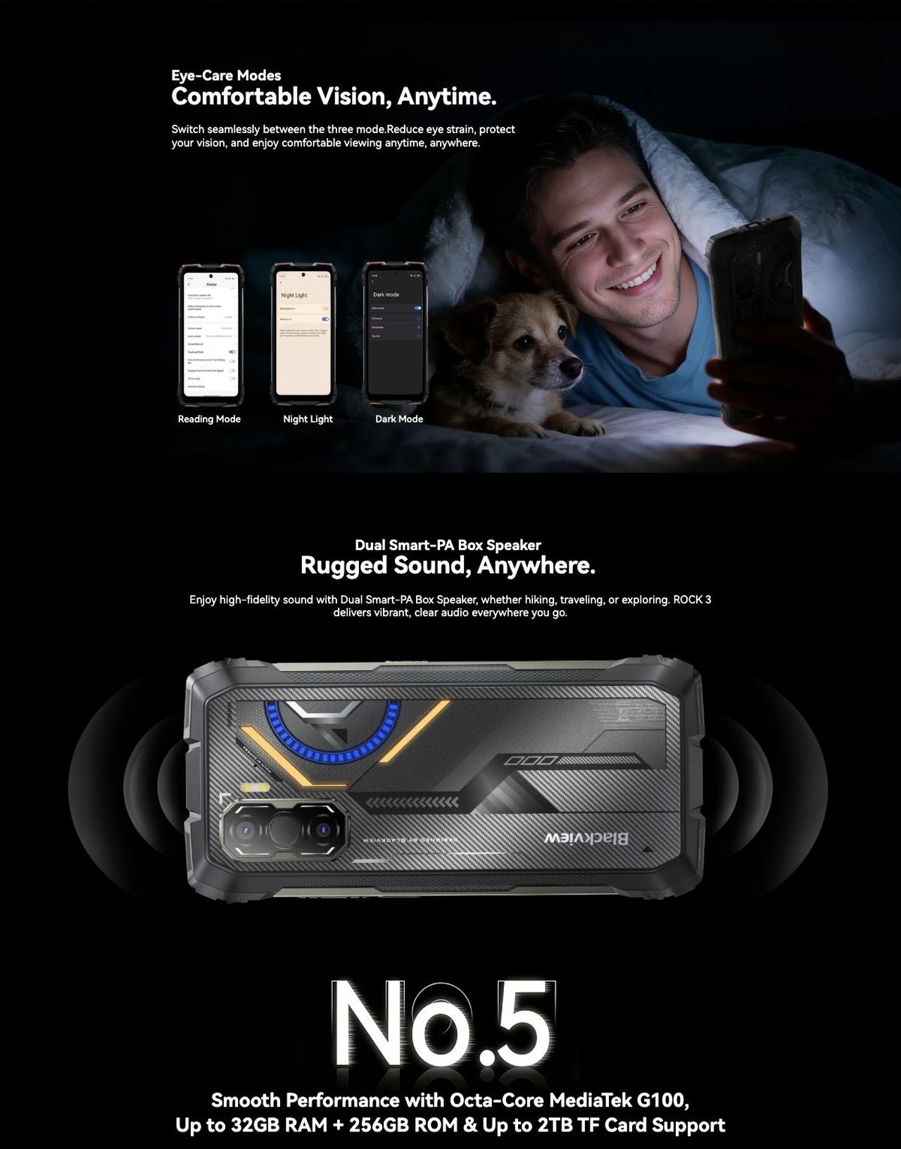Blackview ROCK 3 Defy any Challenge with Top-Tier IP69K/IP68 &
MIL-STD-810H Certified Durability
Top-Tier MIL-STD-810H Certified Tough
Built for the Extreme
Tested to military standards, it deliver