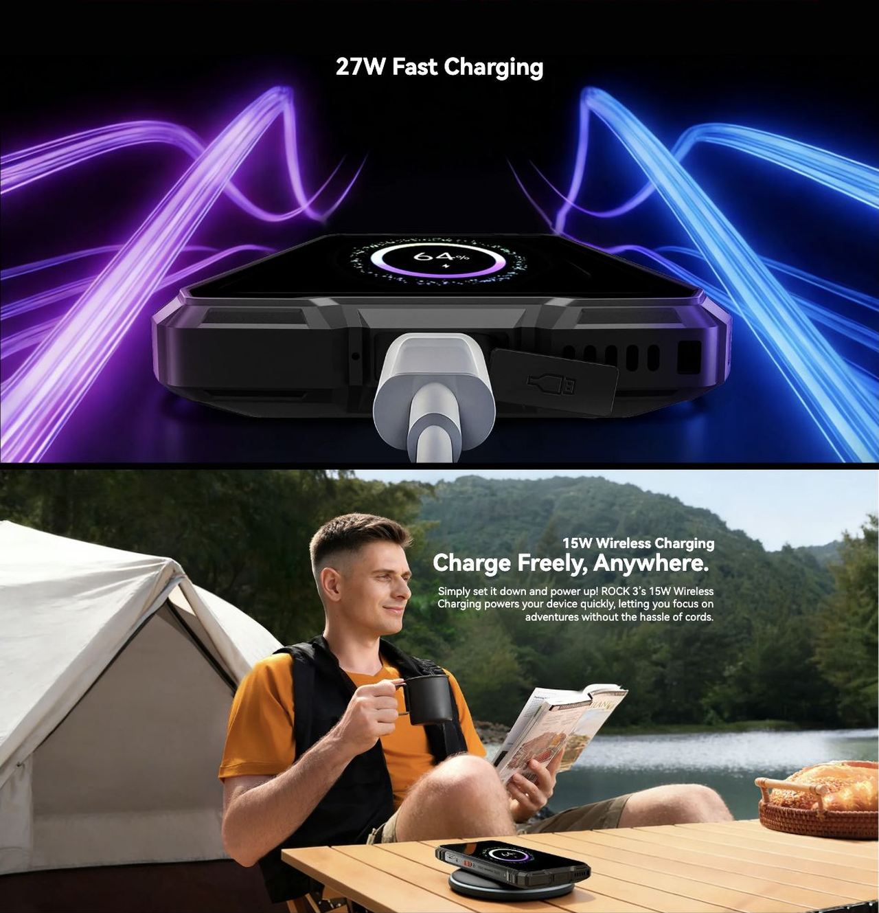 Blackview ROCK 3 10,000mAh Mega Battery
Endless Power, Endless Adventure.
With 10,000mAh Mega Battery, ROCK 3 ensures reliable power during camping, trekking, or remote work. Enjoy uninterrupted co