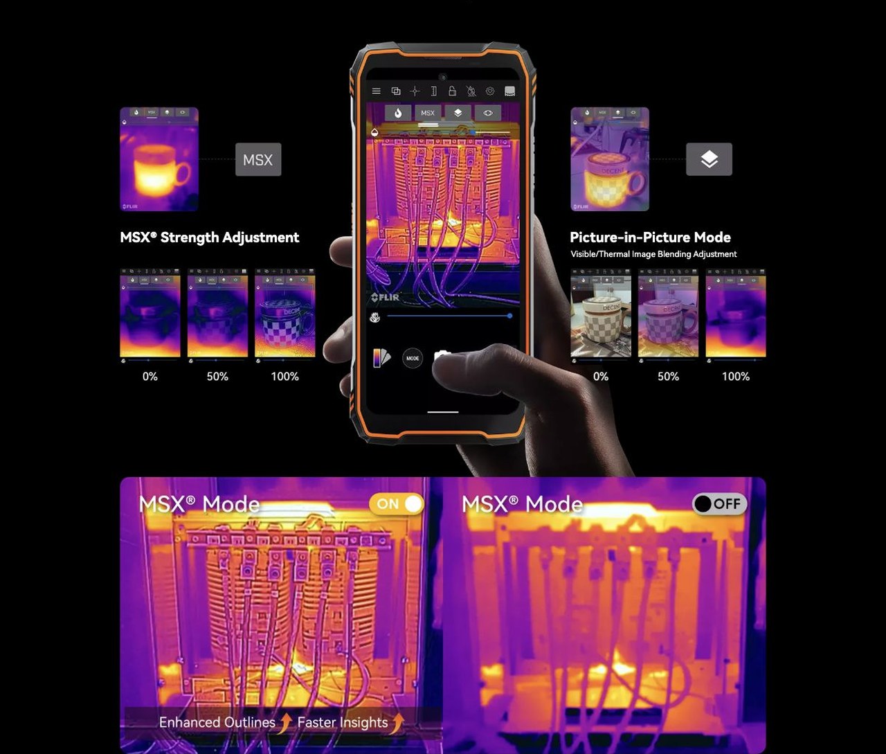 XPLORE 1
5G
Pro
See the Heat. Conquer the Extreme.
Powered by the Clearest FLIR®
Lepton 3.5 — Wider. Smarter. Tougher.
Thermal Beyond Compare
XPLORE 1 Pro × FLIR ® Lepton 3.5
See B