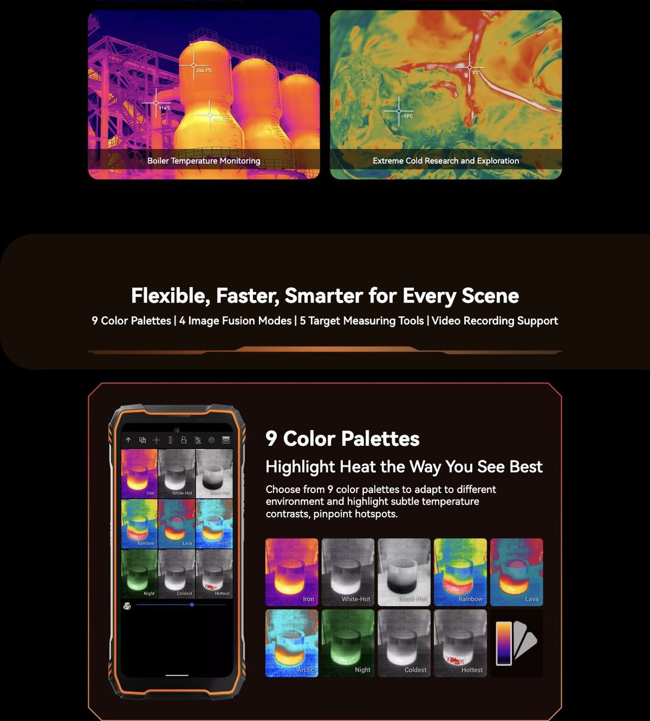 Blackview XPLORE 1 Pro XPLORE 1
5G
Pro
See the Heat. Conquer the Extreme.
Powered by the Clearest FLIR®
Lepton 3.5 — Wider. Smarter. Tougher.
Thermal Beyond Compare
XPLORE 1 Pro × FLIR ® Lepton 3.5
See B