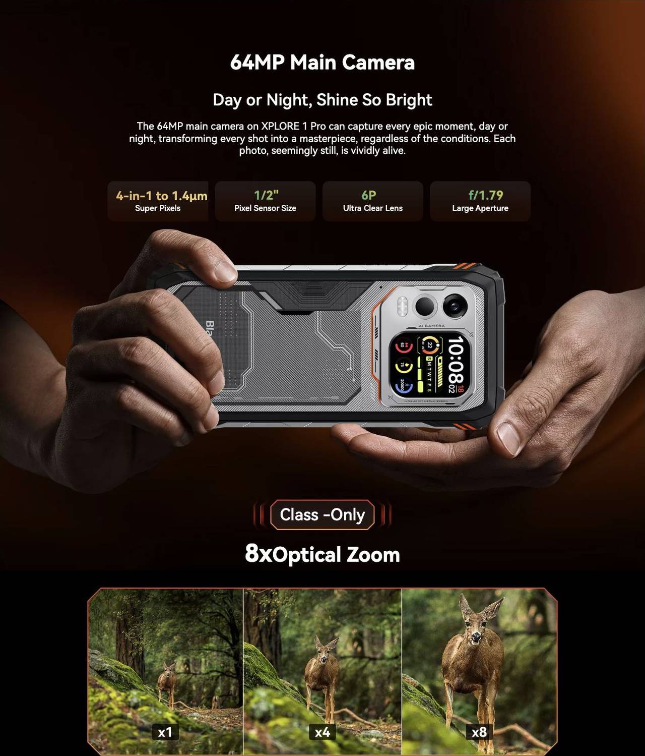 64MP Main & 50MP Selfie & Clearest Thermal Camera
Every Moment, Vividly Captured
From True Color to True Heat
Flagship Imaging System
Triple-camera Setup
All Scenes, All Mastered
M