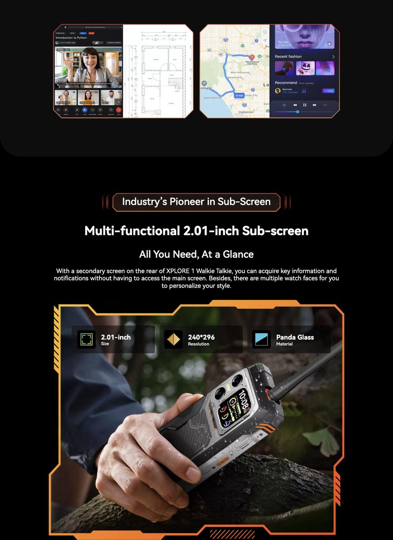 Blackview XPLORE 1 Walkie Talkie Industry-leading 2m for 30mins Water
Resistance, 1.5m Death-broke Drop-proof,
Protection, 6m Free-fall Durability
Beyond the Limits, Conquer Every Extreme
The Waterproof & Dustproo