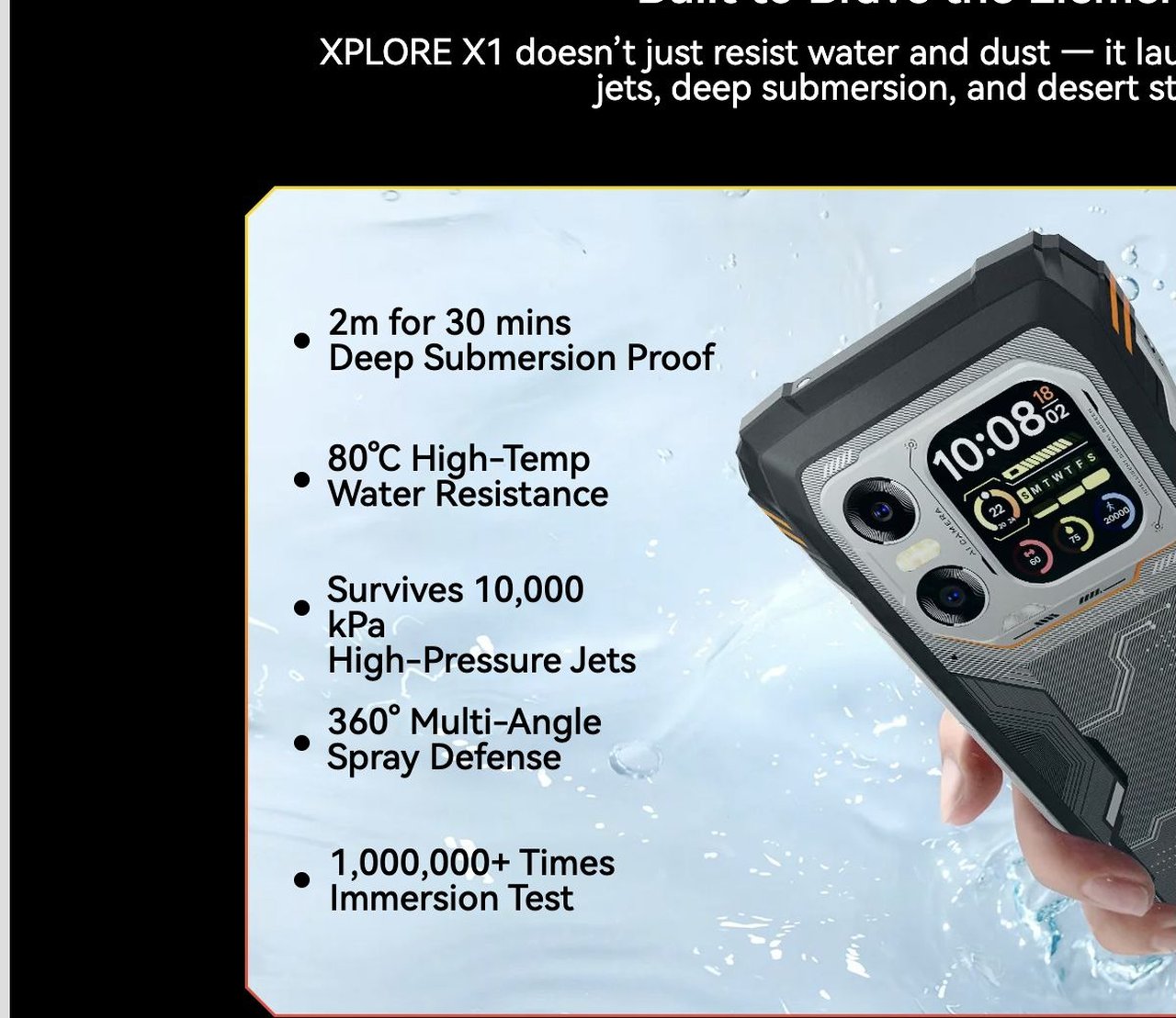 Blackview XPLORE X1 Largest in Its Class
2.01-inch Multi-functional Rear Sub-Screen
Smart Access, Power-Saving
View notifications, access tools like the compass, and stay efficient — all instantly, wi
