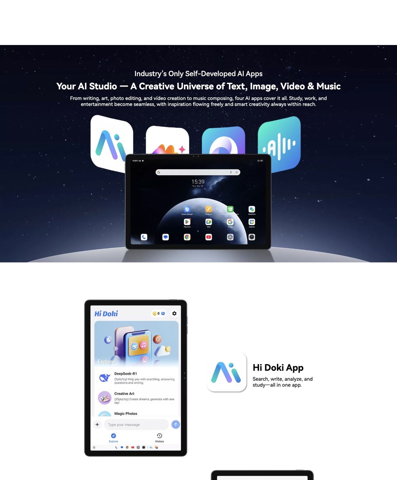 Blackview ZENO 10 ZENO 10
The Smartest 5G AI Tablet
Work Faster. Create Smarter. Live Freer.
Smart Inside, Sleek Outside
8.2 mm
ultra thin
517g
ultra portable
Shadow Black
Ice Blue
WHY CHOOSE ZENO 1