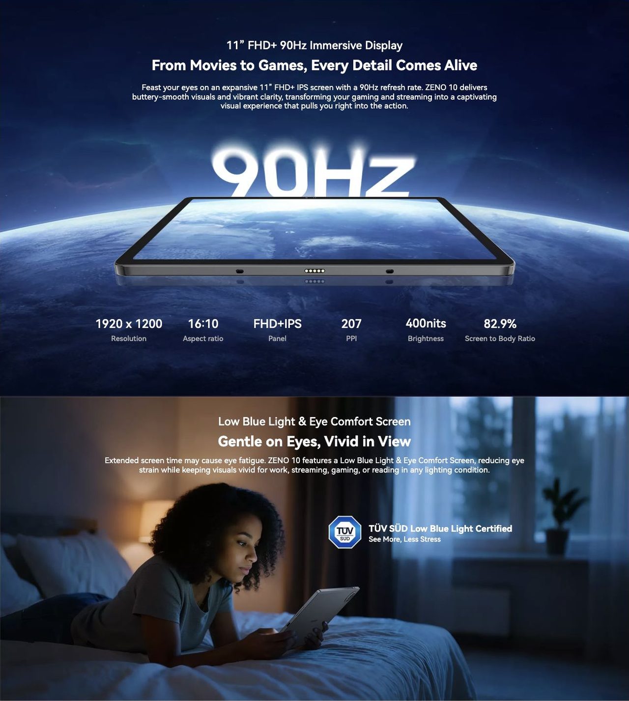 Blackview ZENO 10 ZENO 10
The Smartest 5G AI Tablet
Work Faster. Create Smarter. Live Freer.
Smart Inside, Sleek Outside
8.2 mm
ultra thin
517g
ultra portable
Shadow Black
Ice Blue
WHY CHOOSE ZENO 1