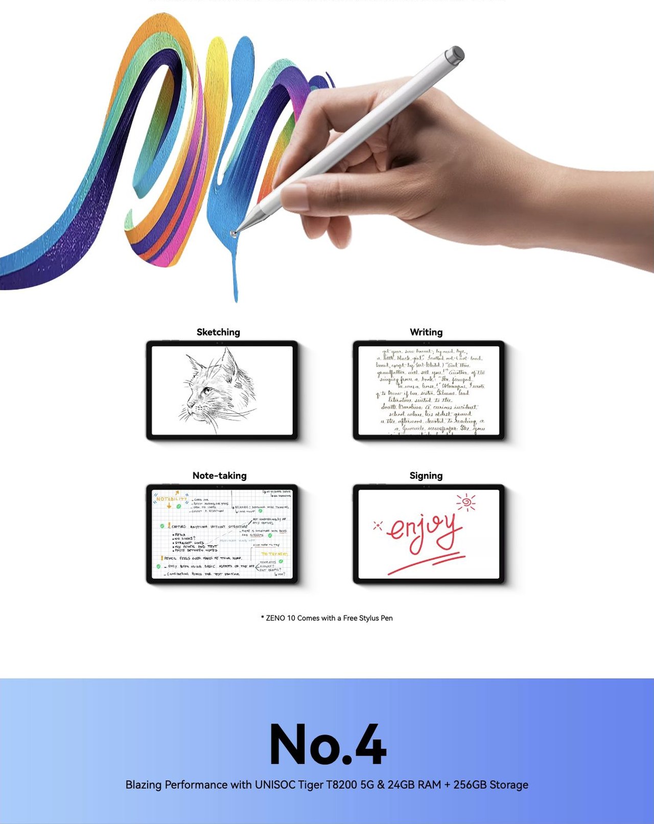 Blackview ZENO 10 ZENO 10
The Smartest 5G AI Tablet
Work Faster. Create Smarter. Live Freer.
Smart Inside, Sleek Outside
8.2 mm
ultra thin
517g
ultra portable
Shadow Black
Ice Blue
WHY CHOOSE ZENO 1