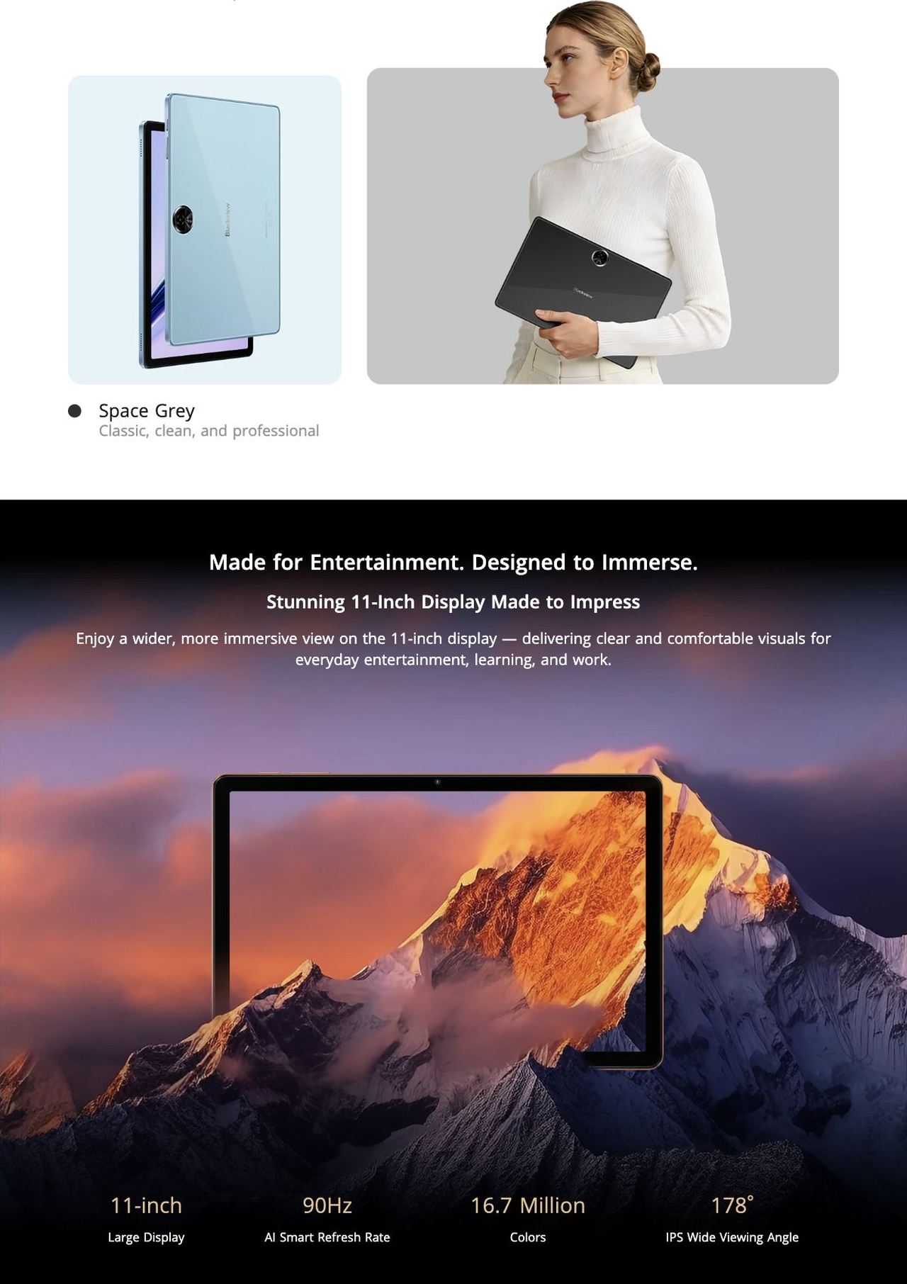 Blackview ZENO 5 Three Colors. One Style That Fits You.
Sunset Orange
Vibrant, bold, and expressive.
Ocean Blue
Classic, clean, and professional
Space Grey
Classic, clean, and professional