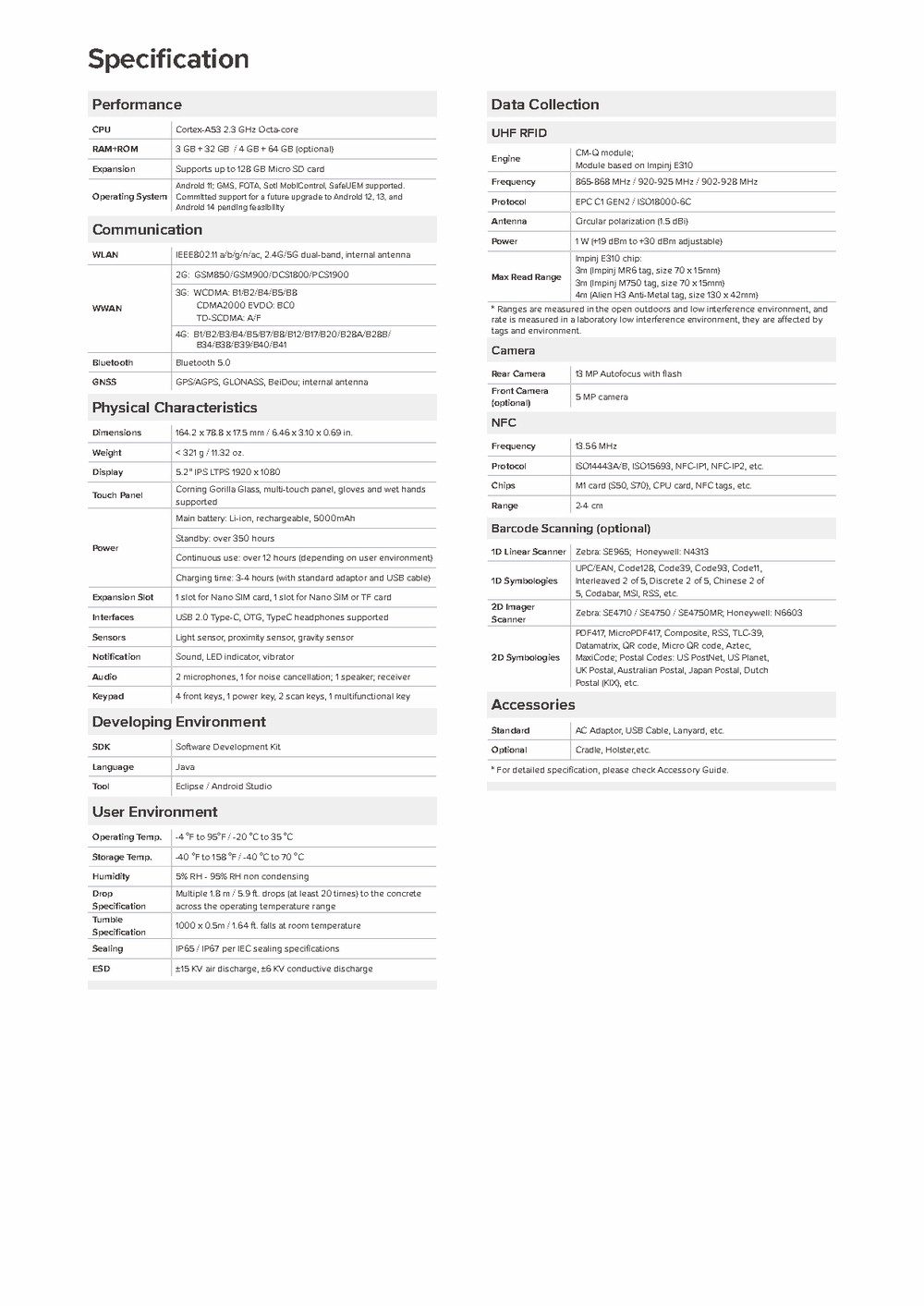 Chainway C71 full specifications 3