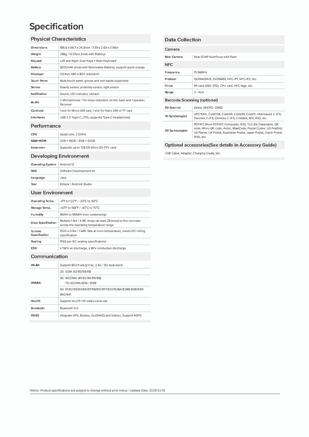 Chainway MC21 full specifications 1